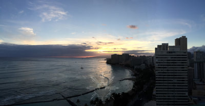 Waikiki from above at sunset